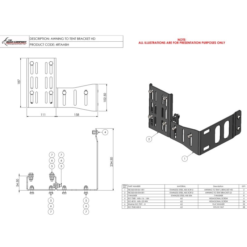 Bush Company Alpha Markisen Halterung 4RTAABH - AX27, TX27, DX27