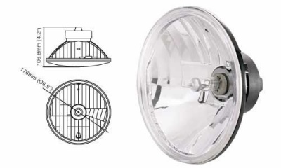 Scheinwerfereinsatz Klarglas 7" rund, H4 (Paar)