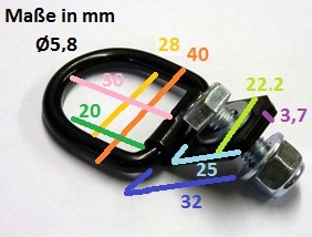 Zurrösen klappbar M8 mit D-Ring, 4er Set